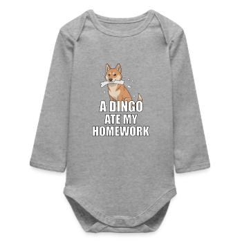 A Dingo Ate My Homework - Baby Organic Langarmbody - Grau meliert - Vorne