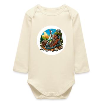 Smoking hiking boot - Baby Organic Long-Sleeved Bodysuit - soft Ecru - Front