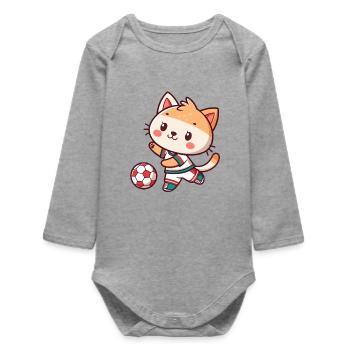 Chaton Joueur de Foot Adoré - Body bébé manches longues biologique - gris chiné - Devant