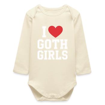 I Love Goth Girls - Baby Organic Long-Sleeved Bodysuit - soft Ecru - Front