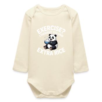 Blague sur le panda au riz - Body bébé manches longues biologique - écru doux - Devant