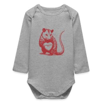 Absolument pas un opossum Cœur de la Saint-Valentin drôle - Body bébé manches longues biologique - gris chiné - Devant