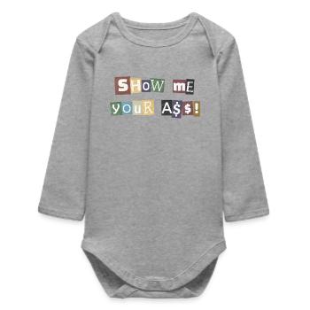 SYMA Letter Collage - Baby Organic Langarmbody - Grau meliert - Vorne