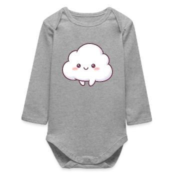 Dessin animé Nuage Câlin Kawaii - Body bébé manches longues biologique - gris chiné - Devant
