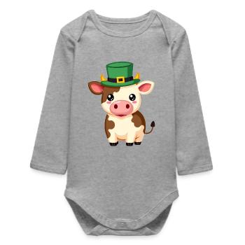 Vache à la Saint-Patrick - Body bébé manches longues biologique - gris chiné - Devant