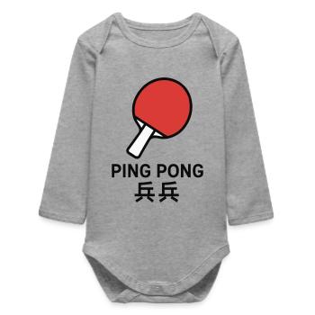 Raquette de Ping-Pong - Tennis de table - Body bébé manches longues biologique - gris chiné - Devant