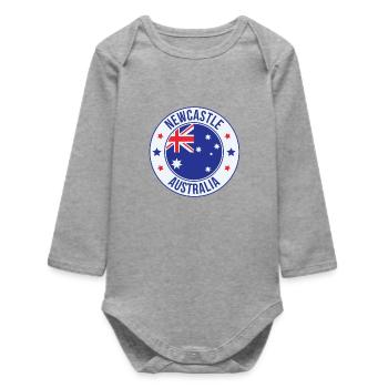 Newcastle Australia Badge Emblem - Baby Organic Long-Sleeved Bodysuit - heather grey - Front