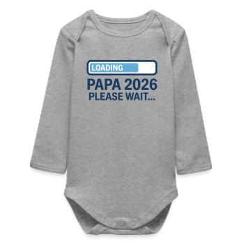 Dad 2026 Loading - Pregnancy Announcement - Baby Organic Long-Sleeved Bodysuit - heather grey - Front