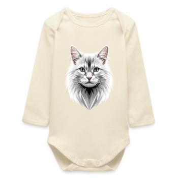 Chat Angora Chat Angora Chat Angora Mignons Chats Angora - Body bébé manches longues biologique - écru doux - Devant