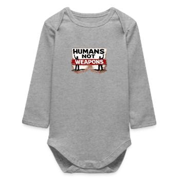 War No More – Sticker Peace & Humanity - Baby Organic Long-Sleeved Bodysuit - heather grey - Front