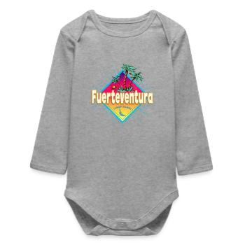 Souvenir des Îles Canaries surfeurs de Fuerteventura - Body bébé manches longues biologique - gris chiné - Devant