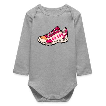 Marathon Running Shoes Running - Baby Organic Long-Sleeved Bodysuit - heather grey - Front