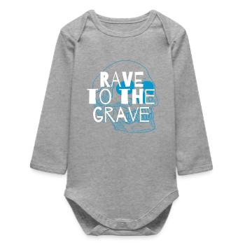 Rave to the Grave Skull Tee - Baby Organic Langarmbody - Grau meliert - Vorne