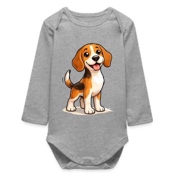 Beagle Dog : design mignon et amusant - Body bébé manches longues biologique - gris chiné - Devant
