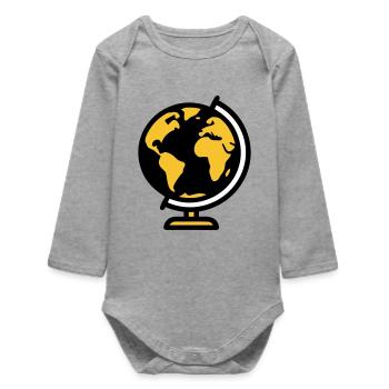 Globus Weltkugel Erde Schule - Baby Organic Langarmbody - Grau meliert - Vorne