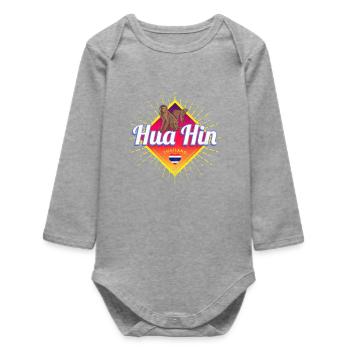 Hua Hin Vintage Sunset Thailand Souvenir - Baby Organic Long-Sleeved Bodysuit - heather grey - Front