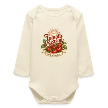 Tomato season - Baby Organic Long-Sleeved Bodysuit - soft Ecru - Front