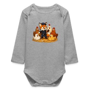 Fuchs Safety Hero Yard - Baby Organic Long-Sleeved Bodysuit - heather grey - Front