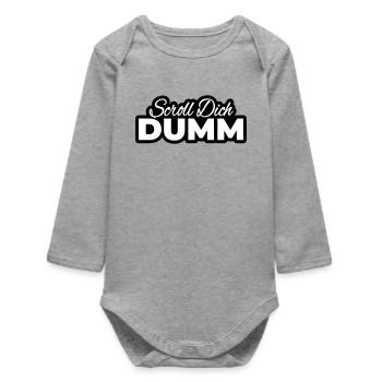 Scroll You Stupid Typo Print - Baby Organic Long-Sleeved Bodysuit - heather grey - Front