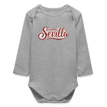 Sevilla Vintage Script Tee - Baby Organic Langarmbody - Grau meliert - Vorne
