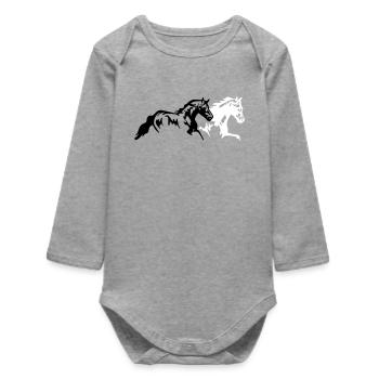 Chevaux Etalon Jument Poulain - Body bébé manches longues biologique - gris chiné - Devant