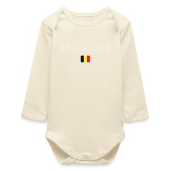Drapeau de la Belgique, fierté belge - Body bébé manches longues biologique - écru doux - Devant