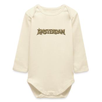 AMSTERDAM Totenschädel-Schrift - Baby Organic Langarmbody - Natur - Vorne