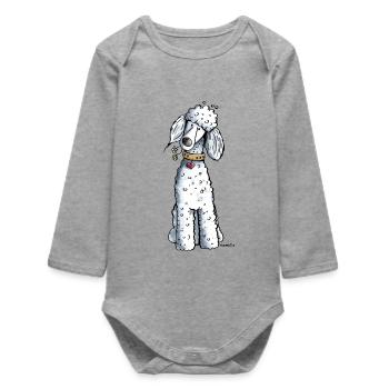 Pudel mit Blumen - Baby Organic Langarmbody - Grau meliert - Vorne