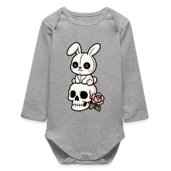 Goth Bunny Horror Rabbit Gothic Creepy Creepy - Baby Organic Long-Sleeved Bodysuit - heather grey - Front