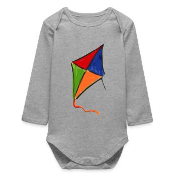 kite kite - Baby Organic Long-Sleeved Bodysuit - heather grey - Front