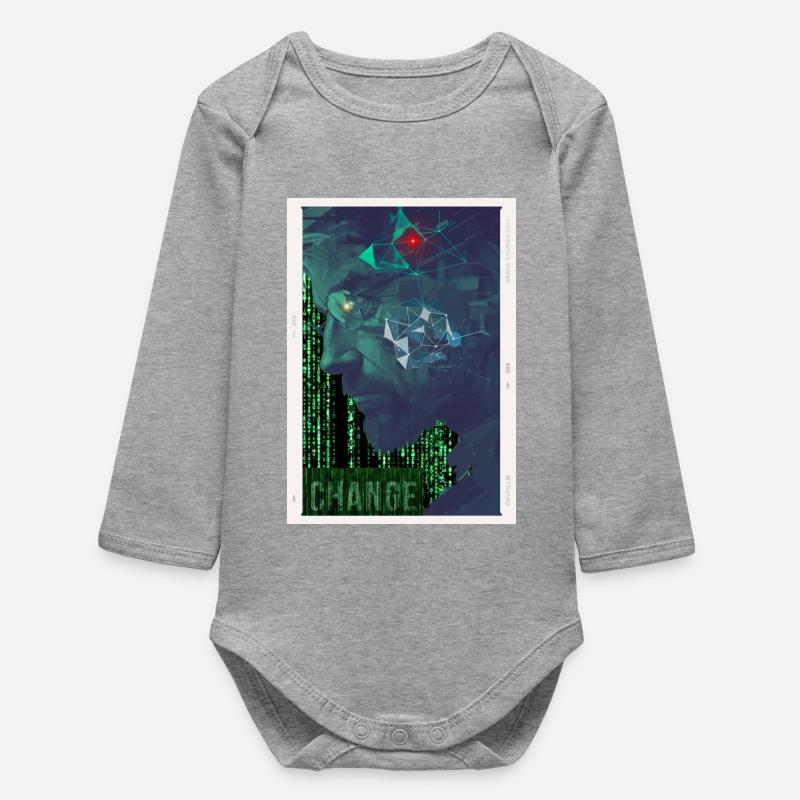 Our future, time for change - Baby Organic Long-Sleeved Bodysuit - heather grey