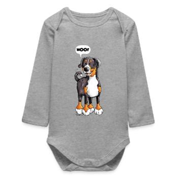 Woof Appenzeller Sennenhund - Dog - Dogs - Comic - Baby Organic Long-Sleeved Bodysuit - heather grey - Front