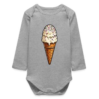 Double glace avec des vermicelles - Body bébé manches longues biologique - gris chiné - Devant
