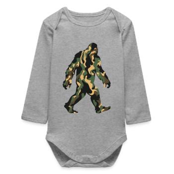 Camouflage Sasquatch Stride - Baby Organic Long-Sleeved Bodysuit - heather grey - Front