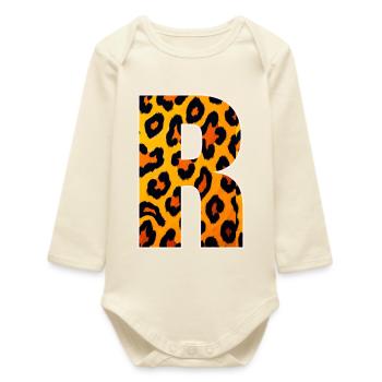 Leopard_Buchstabenmuster_ _R - Body bébé manches longues biologique - écru doux - Devant