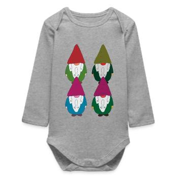 gartenzwerge Viererkette - Baby Organic Langarmbody - Grau meliert - Vorne
