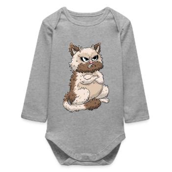 mürrische Katze - Baby Organic Long-Sleeved Bodysuit - heather grey - Front