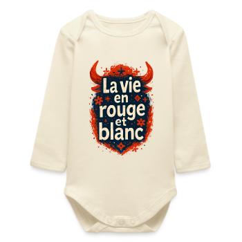 La vie en rouge est blanc - Féria - Body bébé manches longues biologique - écru doux - Devant