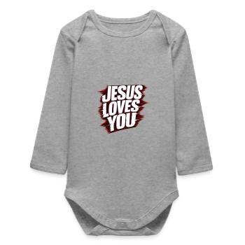 Jésus t’aime - Body bébé manches longues biologique - gris chiné - Devant