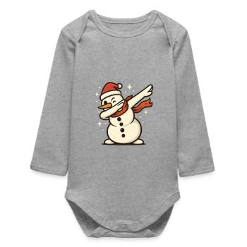 Dabbender Schneemann Dab Snowman - Baby Organic Langarmbody - Grau meliert - Vorne