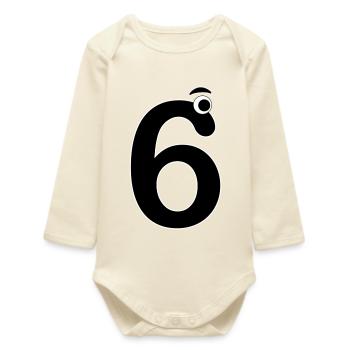 Numéro six 6 Enfants Anniversaire Apprendre les mathématiques - Body bébé manches longues biologique - écru doux - Devant