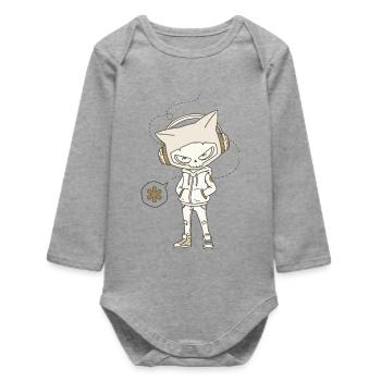 StreetCat - Baby Organic Long-Sleeved Bodysuit - heather grey - Front