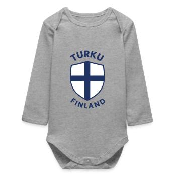 Blason de Turku Finland - Body bébé manches longues biologique - gris chiné - Devant