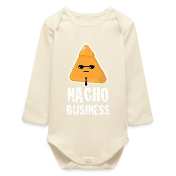 Nacho Business Funny Food Pun Graphic Tees - Baby Organic Langarmbody - Natur - Vorne