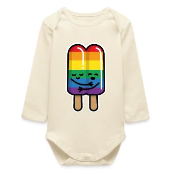 Bande de glaces gays sur le drapeau arc-en-ciel tige LGBT - Body bébé manches longues biologique - écru doux - Devant