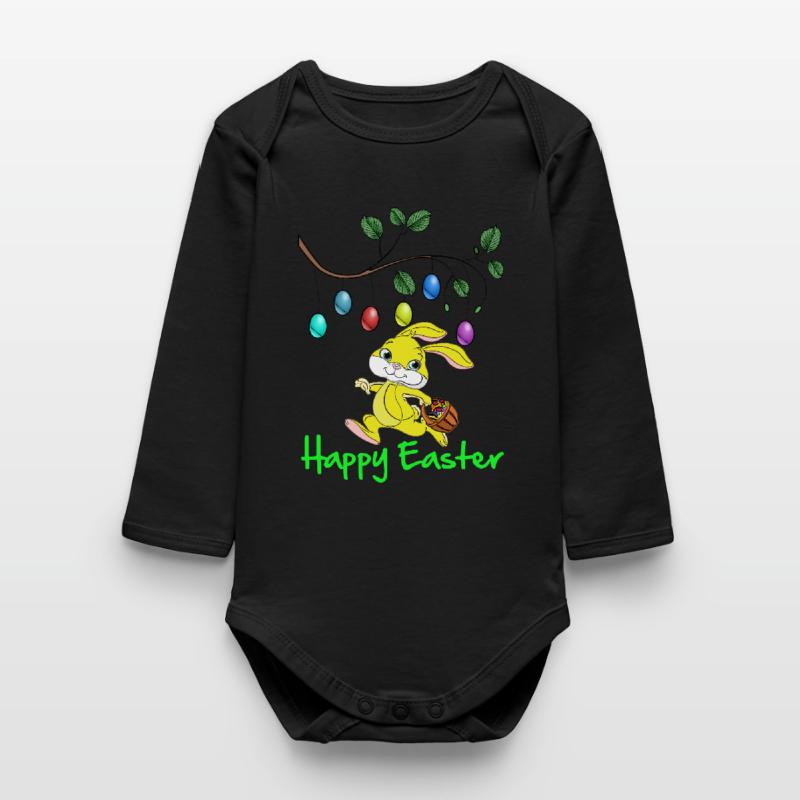 Easter Easter, happy easter, easter bunny, happy easter Baby Organic Long-Sleeved Bodysuit