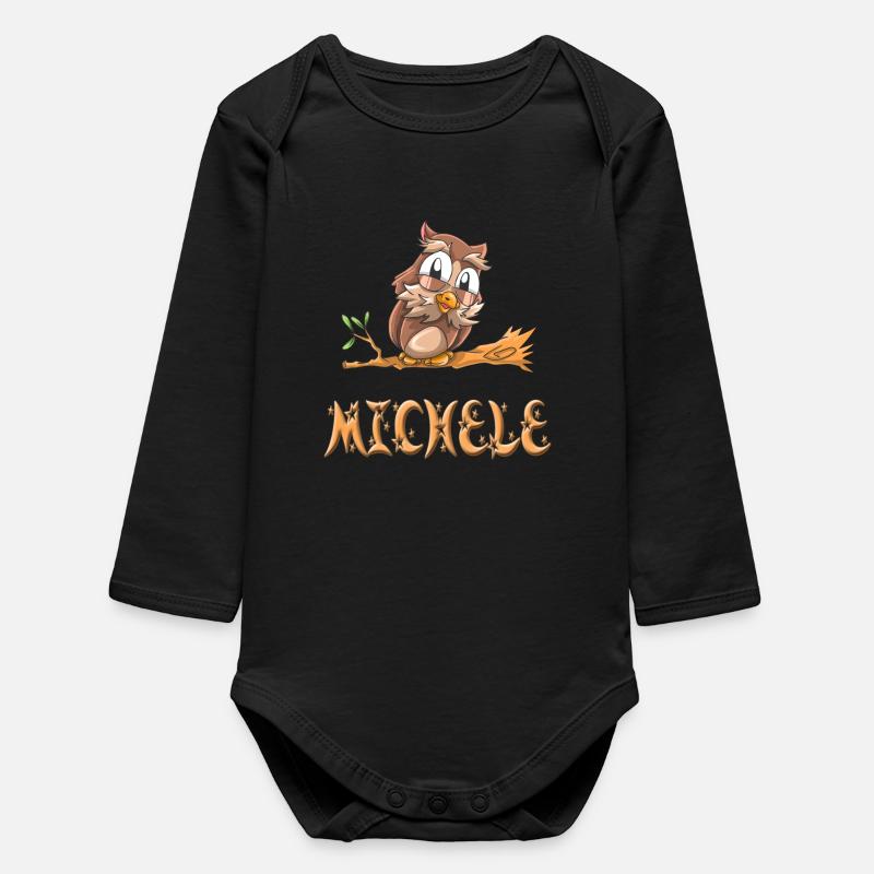 Eule Michele - Baby Organic Langarmbody - Schwarz