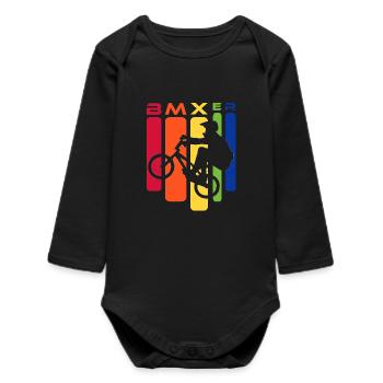 BMX Rainbow Stunt Silhouette - Baby Organic Langarmbody - Schwarz - Vorne