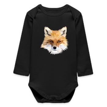 Polygonal Fox Head - Baby Organic Long-Sleeved Bodysuit - black - Front