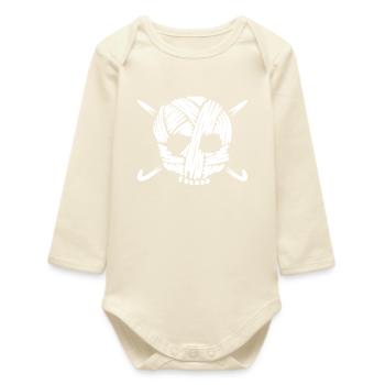Crochet and Knitting - Skull made of wool - Baby Organic Long-Sleeved Bodysuit - soft Ecru - Front